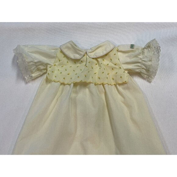 Vintage Cabbage Patch Kids Doll Dress 80's Yellow Lace Trim Ditzy Floral Coleco - Picture 3 of 8